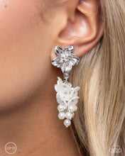 Load image into Gallery viewer, Bouquet Bling White Clip On Earrings