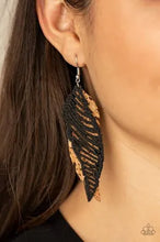 Load image into Gallery viewer, Winging Off the Hook Black Leather Earrings