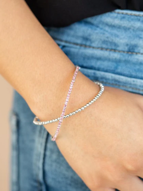 Chicly Crisscrossed Pink Cuff