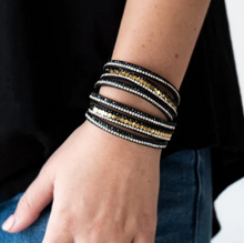 Load image into Gallery viewer, Rockstar Attitude Black with Gold Double Wrap