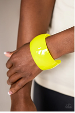 Load image into Gallery viewer, Fluent in Flamboyance Acrylic Yellow Cuff