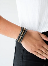 Load image into Gallery viewer, Rollin In Rhinestones Black with Gold Chain Wrap
