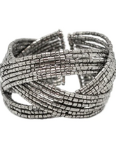 Load image into Gallery viewer, Shooting Stars Seed Bead Gunmetal Cuff