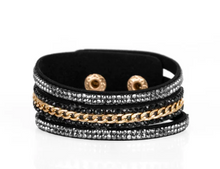 Load image into Gallery viewer, Rollin In Rhinestones Black with Gold Chain Wrap