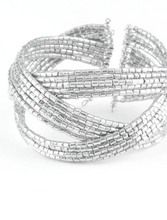 Load image into Gallery viewer, Shooting Stars Silver Seed Bead Cuff