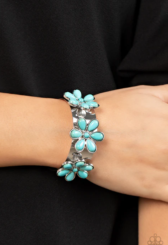 Desert Flower Patch Blue Cuff