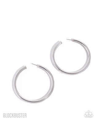 Curve Ball Silver Blockbuster Hoop Earrings