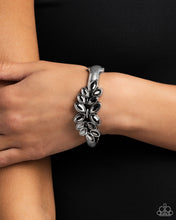 Load image into Gallery viewer, Glamorously Garnished Silver Hinge Bracelet