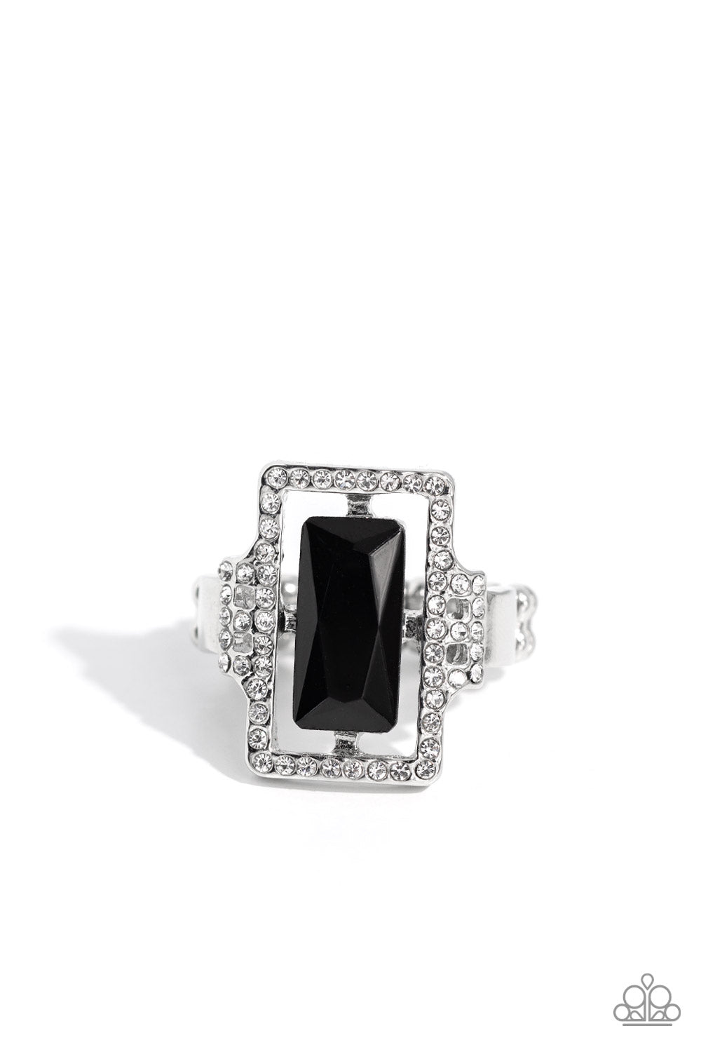 Emerald Elegance Black Skinny Band Ring
