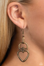 Load image into Gallery viewer, Padlock Your Heart Brass Earring
