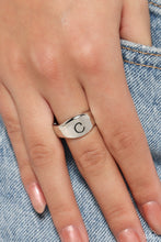 Load image into Gallery viewer, Monogram Memento Silver Skinny Band Ring - C