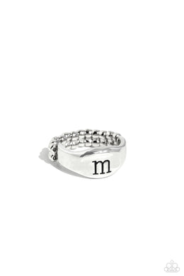 Monogram Memento Silver Skinny Band Ring - M