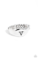 Load image into Gallery viewer, Monogram Memento Silver Skinny Band Ring - V