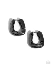 Load image into Gallery viewer, Asymmetric Advocate Black Hinged Hoop Earrings