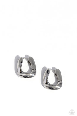 Asymmetric Advocate Silver Hinged Hoop Earrings