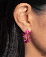Load image into Gallery viewer, Colorful Cameo Pink Hoop Earrings