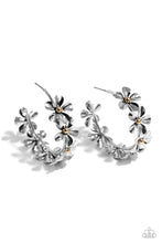 Load image into Gallery viewer, Floral Flamenco Silver Hoop Earrings