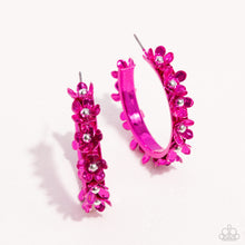 Load image into Gallery viewer, Fashionable Flower Crown Pink Hoop Earrings