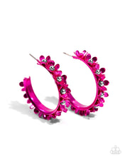Load image into Gallery viewer, Fashionable Flower Crown Pink Hoop Earrings