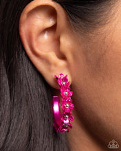 Load image into Gallery viewer, Fashionable Flower Crown Pink Hoop Earrings