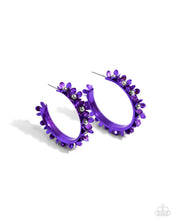 Load image into Gallery viewer, Fashionable Flower Crown Purple Hoop Earrings