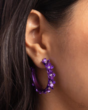 Load image into Gallery viewer, Fashionable Flower Crown Purple Hoop Earrings