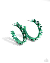 Load image into Gallery viewer, Fashionable Flower Crown Green Hoop Earrings