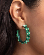 Load image into Gallery viewer, Fashionable Flower Crown Green Hoop Earrings