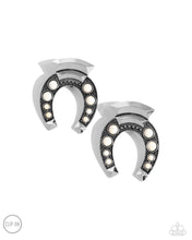 Load image into Gallery viewer, Harmonious Horseshoe White Clip On Earrings