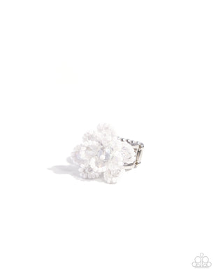 Beaded Boutonnière White Ring