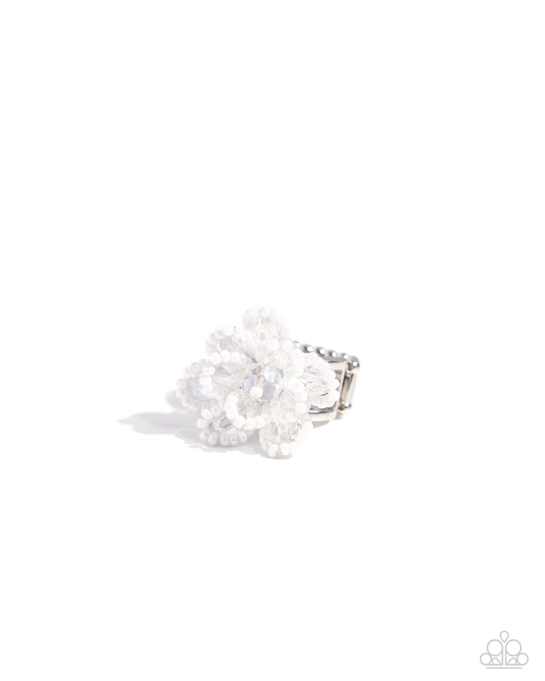 Beaded Boutonnière White Ring