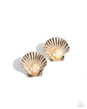 Load image into Gallery viewer, Oyster Opulence Gold Post Earrings