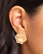 Load image into Gallery viewer, Oyster Opulence Gold Post Earrings