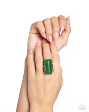 Load image into Gallery viewer, Scalloped Stone Green Skinny Band Ring