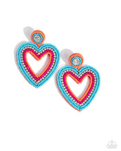 Load image into Gallery viewer, Headfirst Heart Orange Seedbead Post Earrings