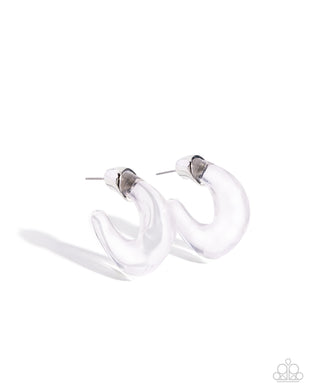 Clear Charm White Acrylic Hoop Earrings