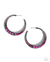 Load image into Gallery viewer, Embedded Edge Pink Hoop Earrings