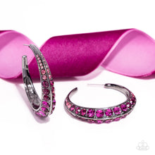 Load image into Gallery viewer, Embedded Edge Pink Hoop Earrings