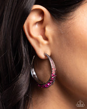 Load image into Gallery viewer, Embedded Edge Pink Hoop Earrings