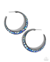 Load image into Gallery viewer, Embedded Edge Blue Hoop Earring