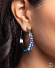 Load image into Gallery viewer, Embedded Edge Blue Hoop Earring