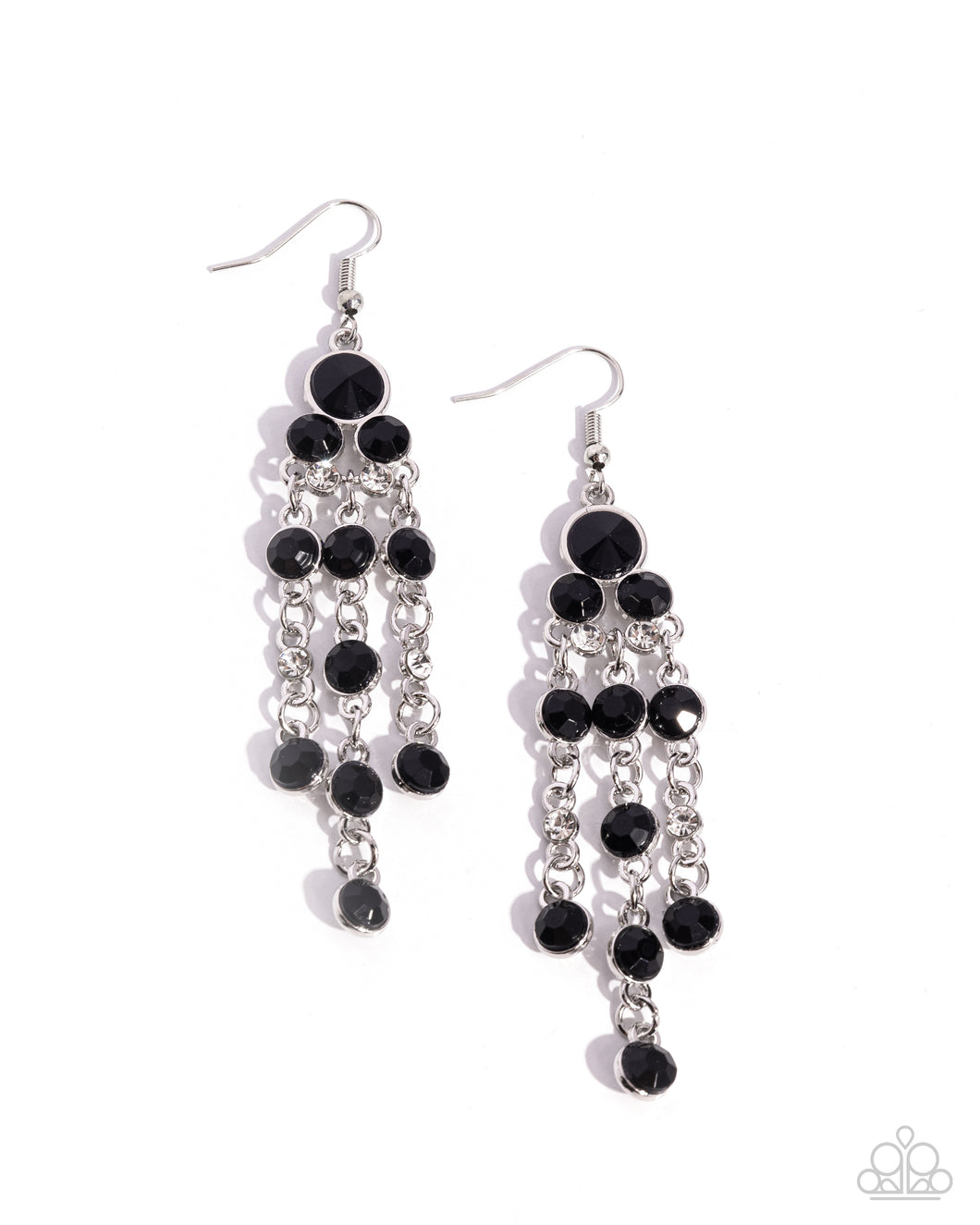 Cascading Clarity Black Earrings