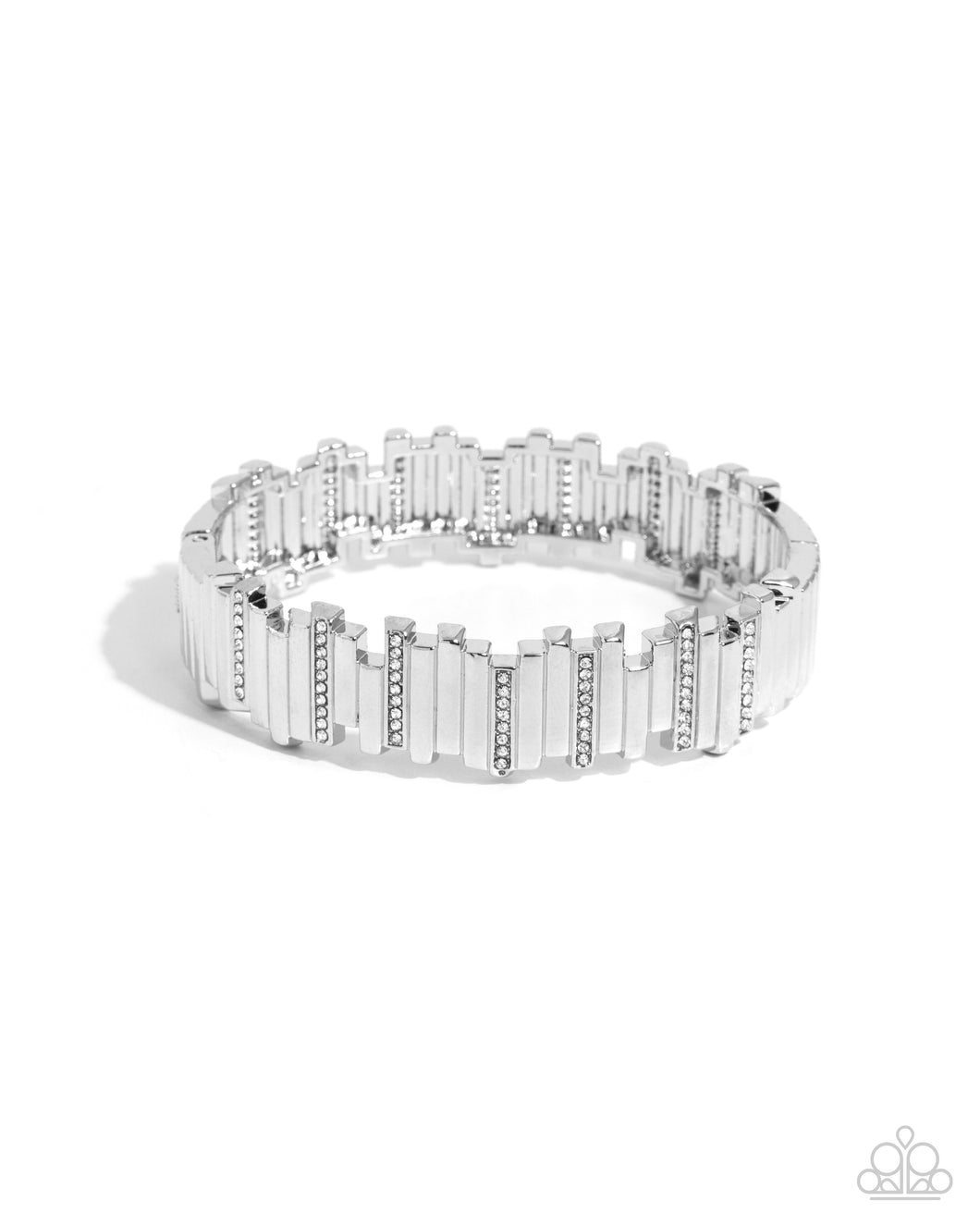 Admirably Aligned White Hinged Bracelet