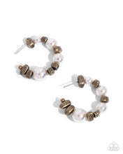 Load image into Gallery viewer, Playful Pearls Brass Hoop Earrings