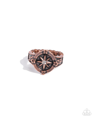 Cultured Compass Copper Skiny Band Ring
