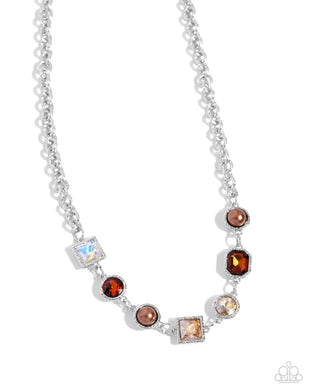 Bejeweled Bravado Brown Necklace