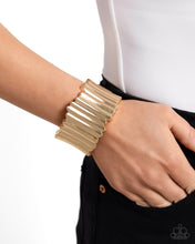 Load image into Gallery viewer, Warped Welding Gold Hinged Bangle