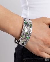 Load image into Gallery viewer, Embellished Empire Green Cuff Bracelet
