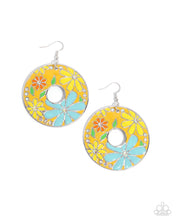 Load image into Gallery viewer, Embroidered Elegance Yellow Earrings