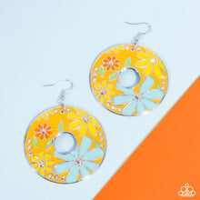 Load image into Gallery viewer, Embroidered Elegance Yellow Earrings